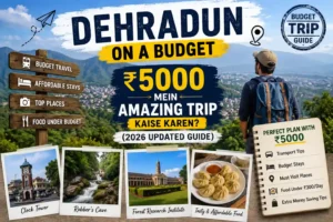 Dehradun budget trip 2026 with ₹5000 plan including cheap stays, local food, and top places like Robber’s Cave and Clock Tower